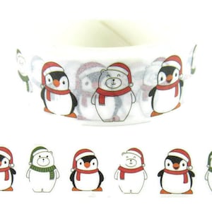 Washi Tape Polar Bear, Penguin Holiday Washi Tape, Full Roll - CWWTS