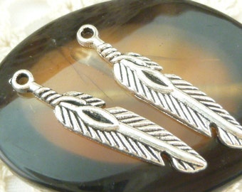 Feather Charms, Antique Silver (6) - S66