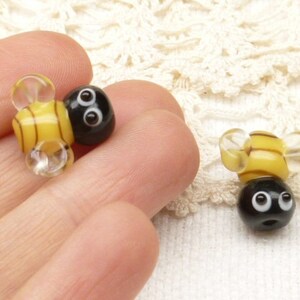 Adorable Honey Bee Lampwork Glass Beads Black Yellow 2 image 5