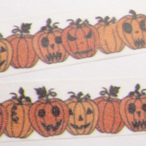 Washi Tape, Jack-o-Lantern Washi Tape, Halloween Washi Tape, Orange Pumpkin Washi Tape, Full Roll - 810