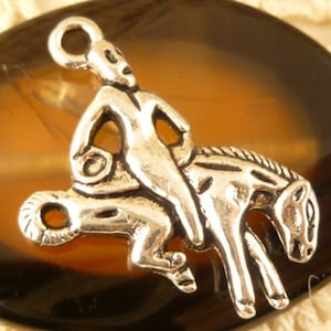 Rodeo Cowboy Horse Charms, Antique Silver Western Horse Lover Trinkets (4)
