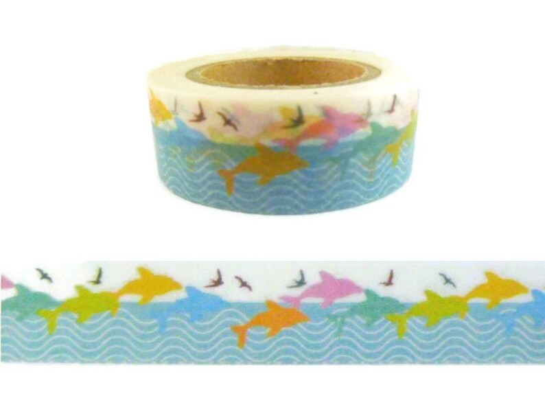 Beach Washi Tape 36 Sample Washi Tape or Full Roll HH1153 Washi Tape Jumping Dolphin