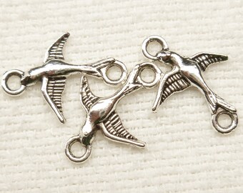 Flying Swallow Bird Connector Bead Charm (8) - S82