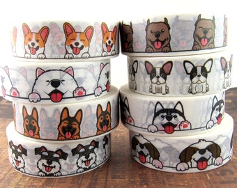 Washi Tape Dog Breeds, Frenchie, Bernard, Terrier, Staffordshire Terrier, Corgi, Husky, Shepherd, Samoyed - CWWTS