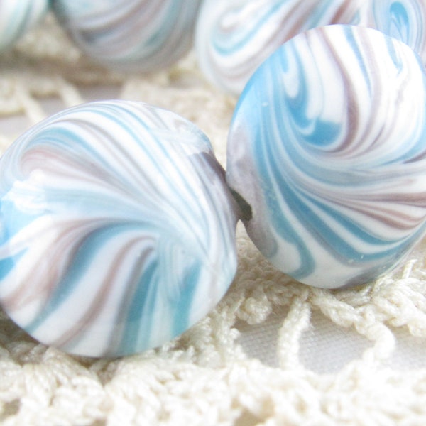 15mm Blue and Purple Lampwork Glass Beads (2)