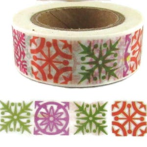 Washi Tape Snowflake, Rainbow Christmas Washi Tape, Full Roll - B