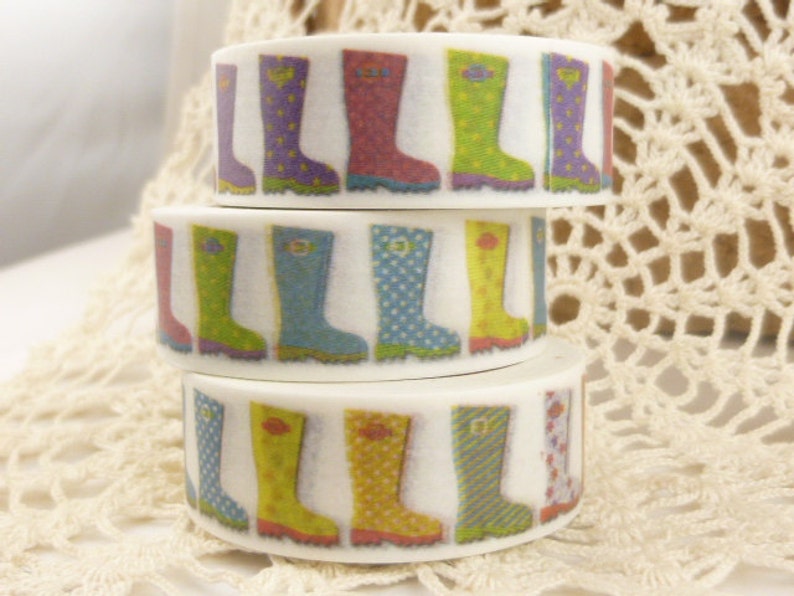 QQ1483 Washi Tape Multicolor Rain Boots Shoes Washi Tape 36 Sample Washi Tape or Full Roll