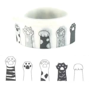 Cat Paw Washi Tape, Kitty Paw Washi Tape, Cat Lover Washi Tape, Full Roll - CWWTS-4