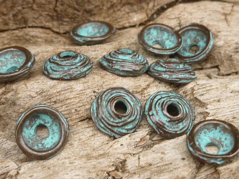 6mm Small Swirl Bead Cap, Rustic, Patina, Mykonos Casting Beads 10 M43 X3333 image 3