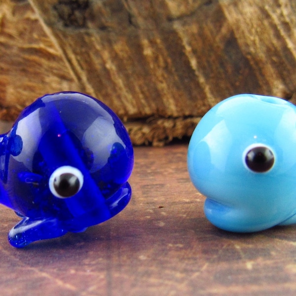 Blue Whale Lampwork Glass Beads (2)