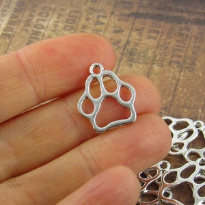 19mm Dog Paw Print Charm, Cat Paw Print Charms, Silver Tone 8 S60 image 6