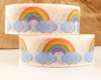 Washi Tape Rainbow, Blue Clouds Washi Tape,  Full Roll - FF1755