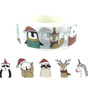 Holiday Animals  Washi Tape, Christmas Washi Tape, Holiday Washi Tape - CWWTS