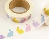 Washi Tape Colorful Pastel Bunny, Easter, Spring Washi Tape, 36 quot Sample Washi Tape or Full Roll - TT1576