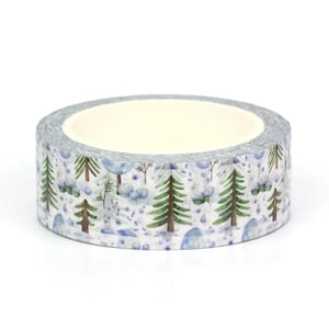 Washi Tape Winter, Snowy Fir Trees Washi Tape, Snowy Forest Washi Tape, Full Roll - CWWTS