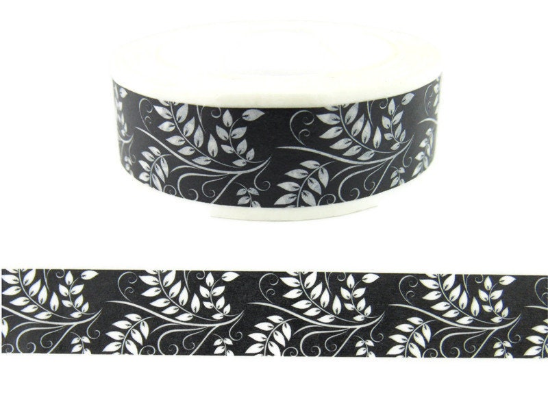 CWWTS-22 Black and White Swirl Flower Washi Tape 36 Sample Washi Tape or Full Roll Washi Tape Black Flower CWWTS-22 Black and White Swirl Flower Washi Tape 36 Sample Washi Tape or Full Roll Washi Tape Black Flower