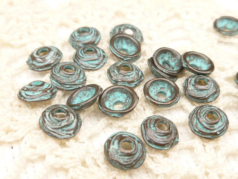 6mm Small Swirl Bead Cap, Rustic, Patina, Mykonos Casting Beads 10 M43 X3333 image 2