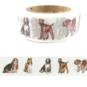 Dog Washi Tape, Dog Breeds Washi Tape, Dog Lover Washi Tape, Bulldog Washi Tape, Lab Washi Tape, Full Roll PP1093 image 1