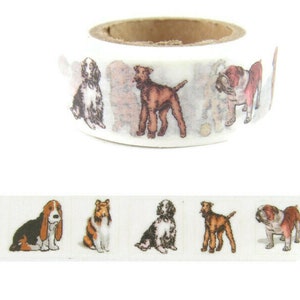Dog Washi Tape, Dog Breeds Washi Tape, Dog Lover Washi Tape, Bulldog Washi Tape, Lab Washi Tape, Full Roll - PP1093