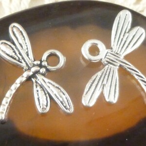 Silver Tone Small Dragonfly Charm (8)  - S100