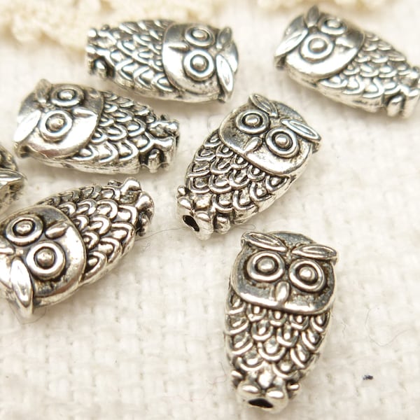 Tiny Two-sided Owl Metal Spacer Beads (10) - SF50