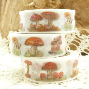 Ruban adhésif washi champignon agaric mouche, rouleau complet - II1934