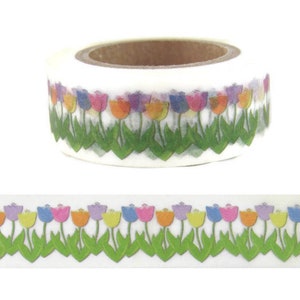 Washi Tape Tulip Flower Washi Tape, Full Roll - C633