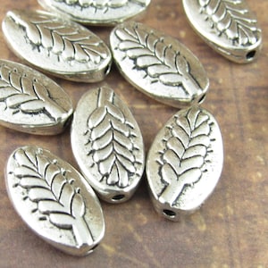 14mm Wheat Ear Spacer Bead, Tibetan Harvest Spacer Beads, Metal Wheat Bead - Antique Silver (6) - SF84