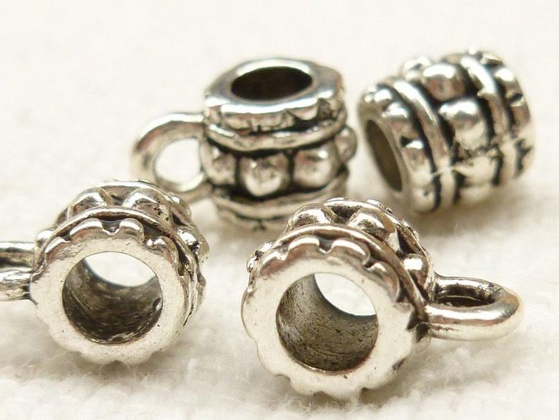 10 SF38 Antique Silver Ornate European Slider Bail