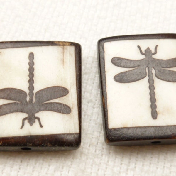 Dragonfly Batik Design Bone Bead Focal (1)