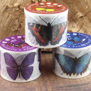 Purple Butterfly Washi Tape, Realistic Butterfly Washi Tape, Washi Tape 30mm Wide  Butterfly Print  Washi Tape (1)