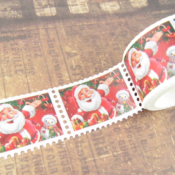 Santa Postage Stamp Washi Tape, Postage Stamp Sticker, Christmas Washi Tape, Holiday Washi Tape - CWWTS