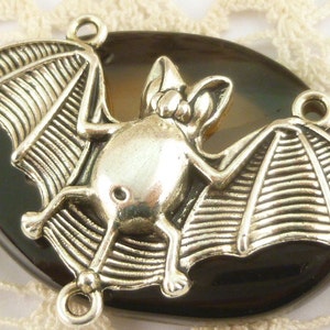 Large Bat Connector Pendant, Antiqued Silver (1)