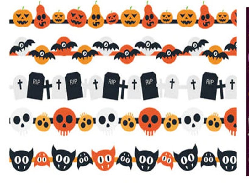 Halloween Collection Washi Tape Five Orange Black Tapes