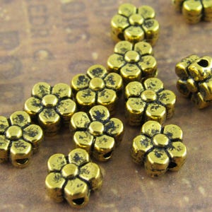Gold Daisy Flower Spacer Bead, Gold tone Forget-me-not Flower Spacer Bead (20) - G10