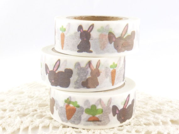 Bunny Easter Flower writing Washi sample 1 m