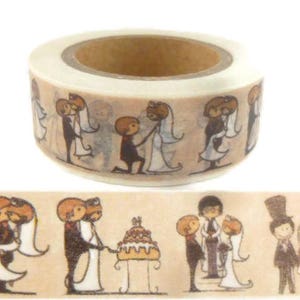 Cinta Washi de boda, Cinta Washi de novio de novia, Cinta Washi de matrimonio, Rollo completo - S2044