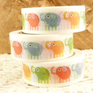 Ruban washi, ruban Rainbow Elephant Washi, rouleau complet - M1434