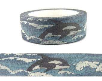 Orca Whale Washi Tape,  Animal Washi Tape, Full Roll  - CWWTS-5