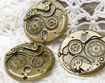 Watch Gear Wheel Charms Pendants - Steampunk, Antique Bronze (4) - A102