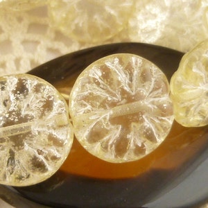 14mm Snowflake Czech Glass Bead, Dahlia Flower Czech Glass Beads (5 or 10 beads) - 1193/DAH