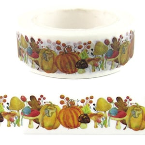 Pumpkin Washi Tape, Washi Tape Harvest Garden, Mushroom Washi Tape, Full Roll - CWWTS-4