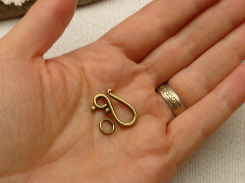 Antique Bronze Clasp, Hook and Eye Clasp Closure 4 sets A28 image 5