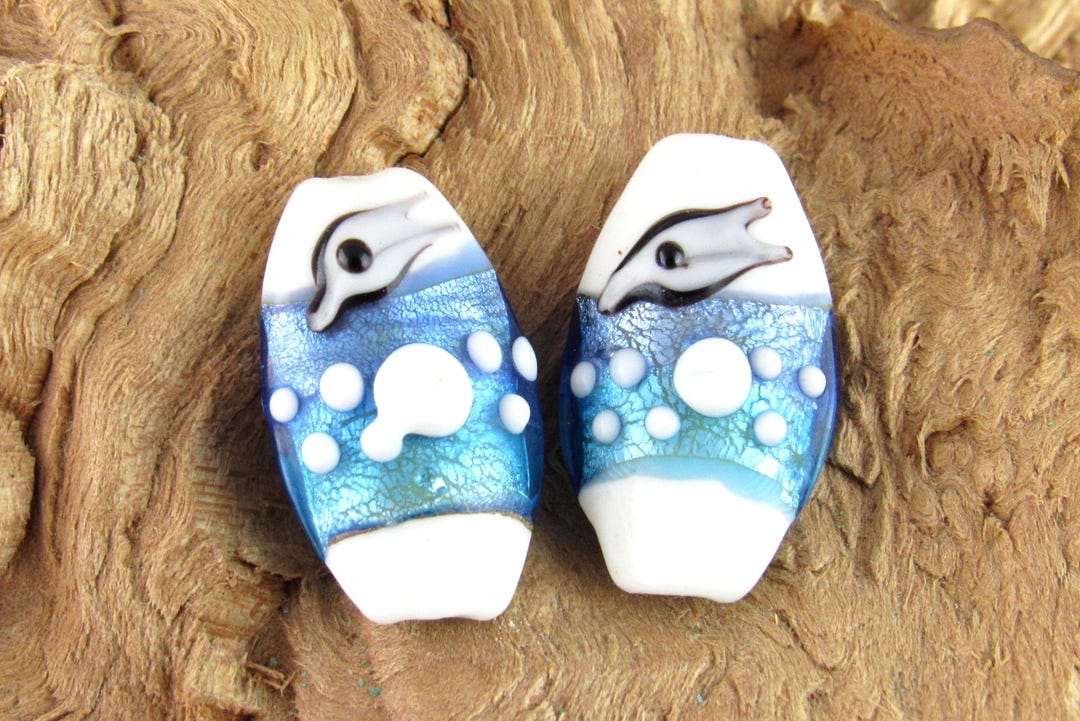 Delicate Ocean and Fish Lampwork Focal Beads (2) - Etsy