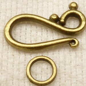 Antique Bronze Clasp, Hook and Eye Clasp Closure 4 sets A28 image 4