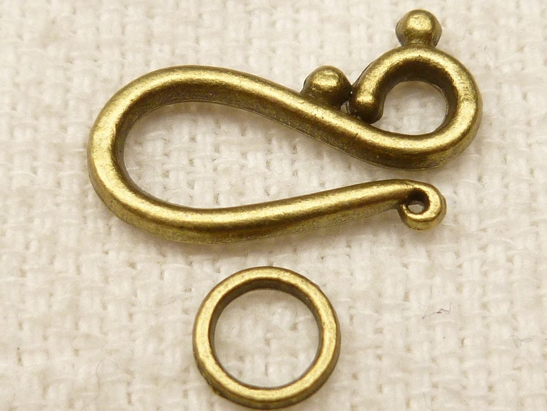 Antique Bronze Clasp, Hook and Eye Clasp Closure 4 sets A28 image 4