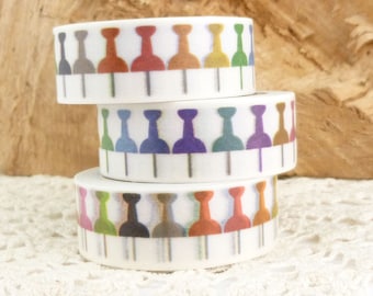 Washi Tape, Rainbow Tacks Washi Tape, Office Supplies Washi Tape, Full Roll - X1559