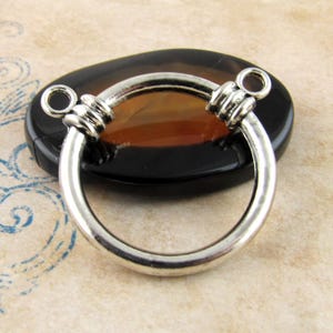 30mm Large Antiqued Silver Tone Solid Ring with two Connector Loops (2)