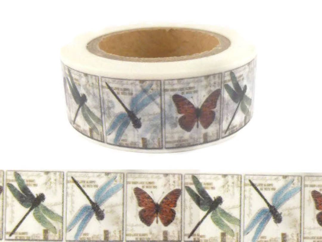 Vintage Dragonfly Floral Butterfly Botanical Washi Tape Wide Forest - View #10