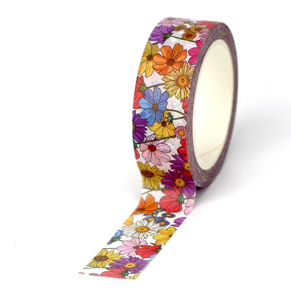 Flower Bouquet Washi Tape, Flower Washi Tape, Wildflower Washi Tape - Full Roll - CWWTS-6
